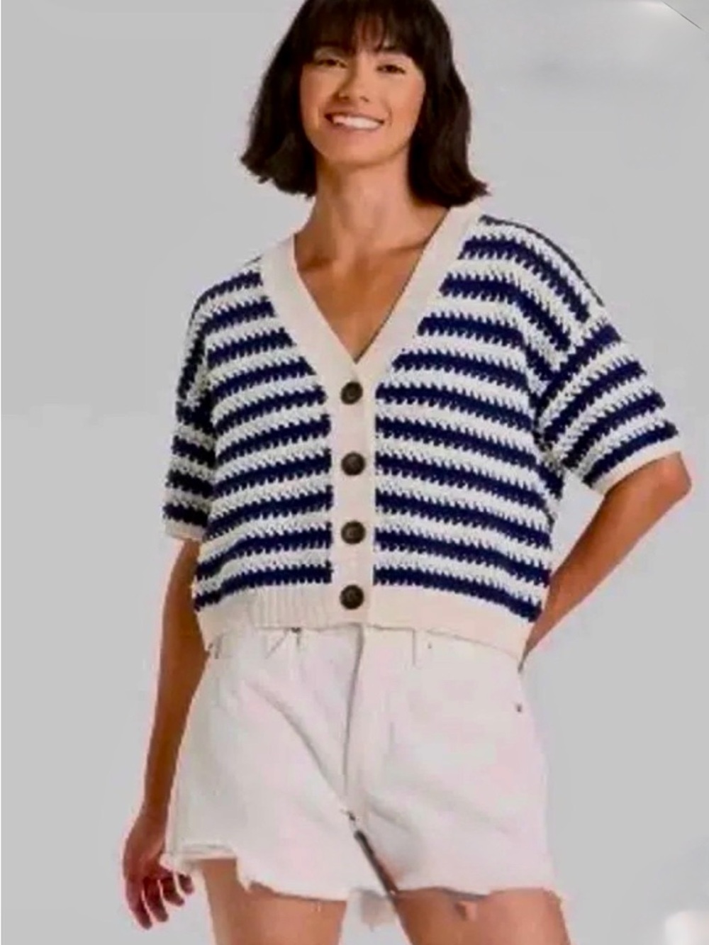 Universal Thread Button Front Short Sleeve Cardigan - like new!